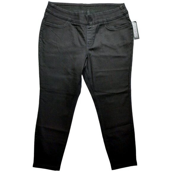 NWT Denim & Co Women's Pull-On Black Denim Jeggings Size 14P Petite - Picture 1 of 5